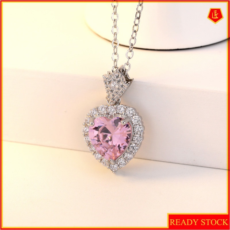 [Ready Stock]Fashion Elegant Diamond Heart-Shaped Pendant Necklace