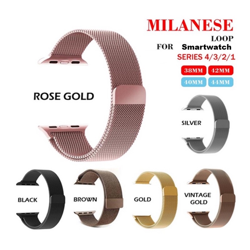 Tali Jam baja Strap Smart Watch / Watch / iwatch Series 42/44mm Bahan Milanese Loop Apple Watch 1 2 3 4 5 6 7 T500 T500+ T55 T55+Pro