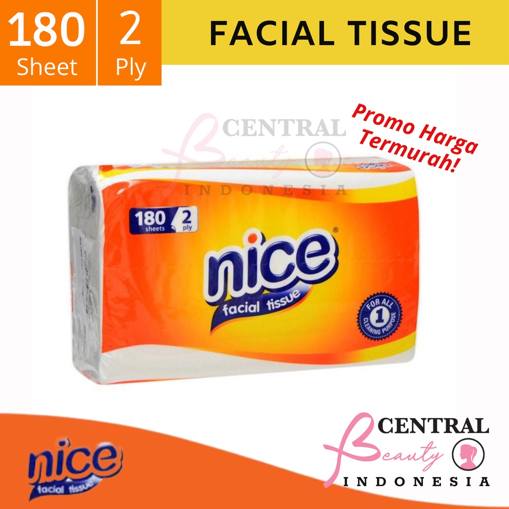tisu nice     central beauty     180 sheet facial  tissue 2 ply   tissu wajah