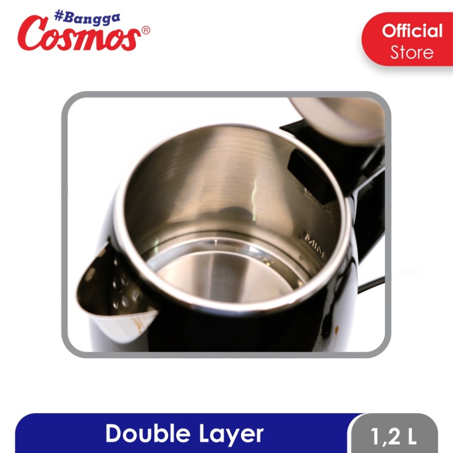 COSMOS Teko Listrik 1,2 Liter Kettle CTL 210 B - Hitam - Garansi Resmi 1 Tahun