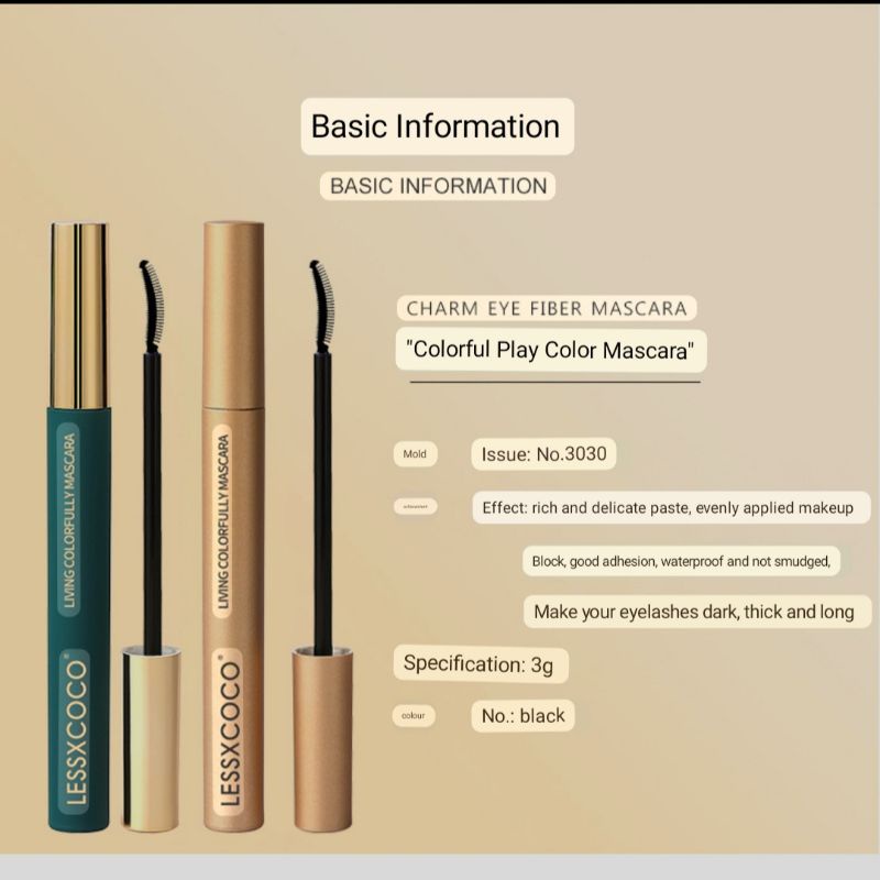 Lessxcoco Mascara Waterproof Living Colorfully Kosmetik Mata Tahan Lama Maskara Penebal Pelebat Alis Dan Bulu Mata Original 3g