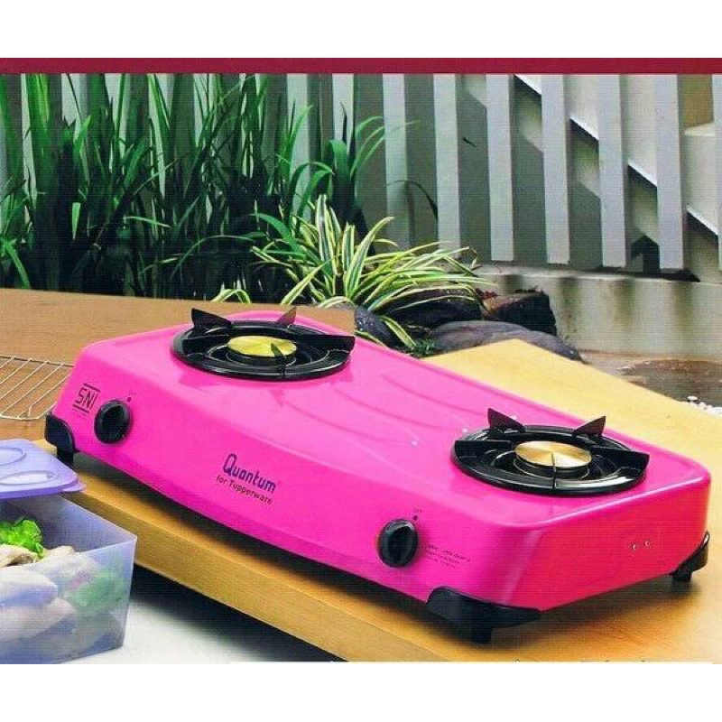 kompor quantum gas 2 tungku pink by tupperware