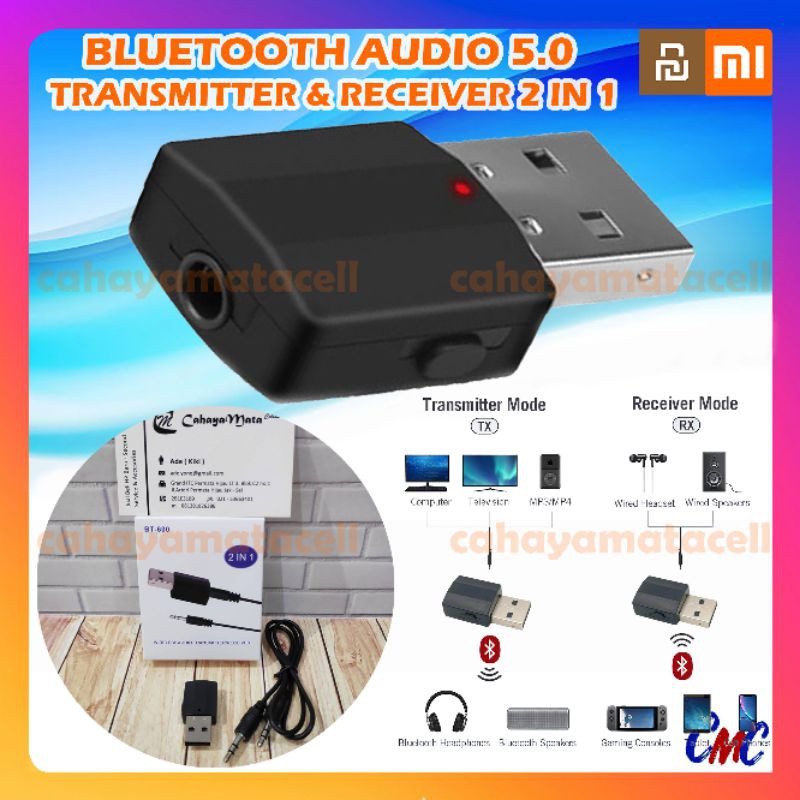 Bluetooth Transmitter Receiver 5.0 Wireless 2 in 1 Audio Portable 2in1