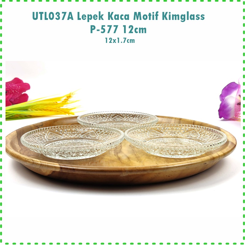 [1 Lusin] UTL037A Lepek Kaca/Tatakan Gelas Ukir Kimglass P-577 12cm