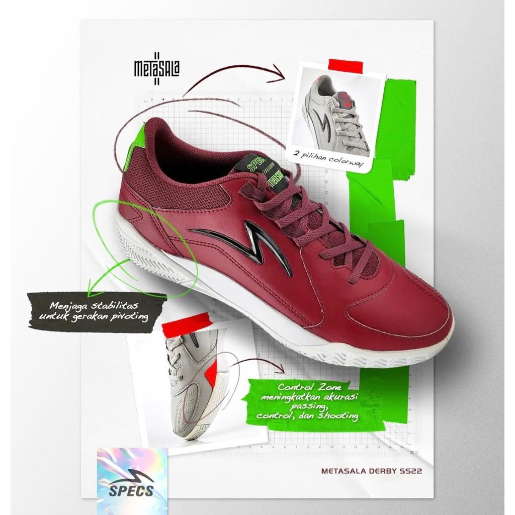 Sepatu Specs Metasala Derby In Porty Royale/White/GreenGecko