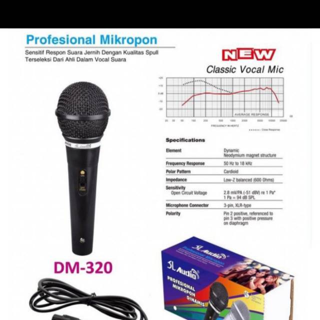 Mic kabel Slaudio DM-320/Mucrofon kabel/Mic microfon/Mic termurah