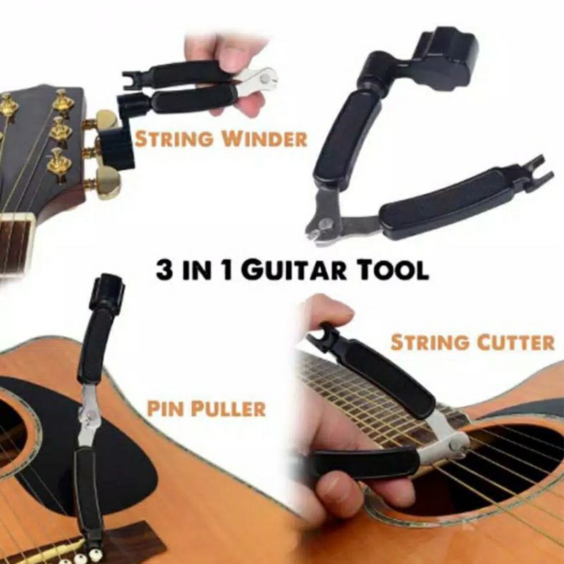 3in1 string peg winder pemutar dryer gitar pin bridge