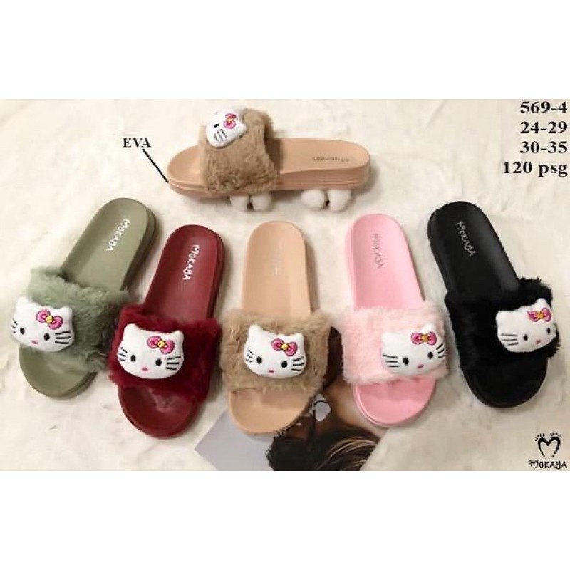 Sandal Fashion Import Bulu Anak Hello Kitty Mokaya 569-4