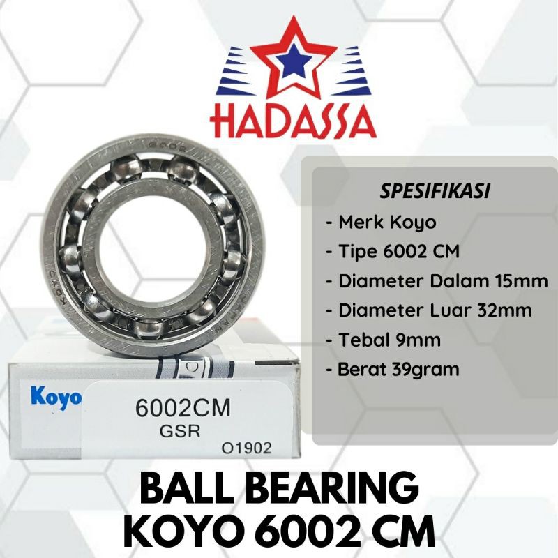 Ball Bearing Koyo 6002 CM As 15mm Original