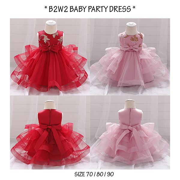 [Brandedbaby] 6M-2T DRESS PESTA BAYI /DRESS ULANG TAHUN / PARTY DRESS BAYI / TUTU BAYI PINK MERAH