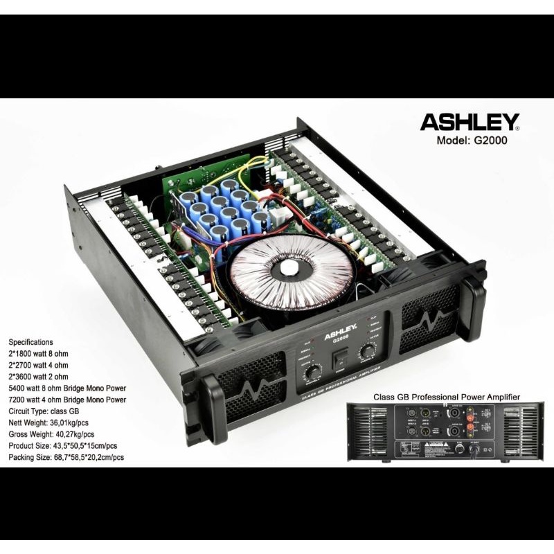 power amplifier ashley g2000 g 2000 class GB original