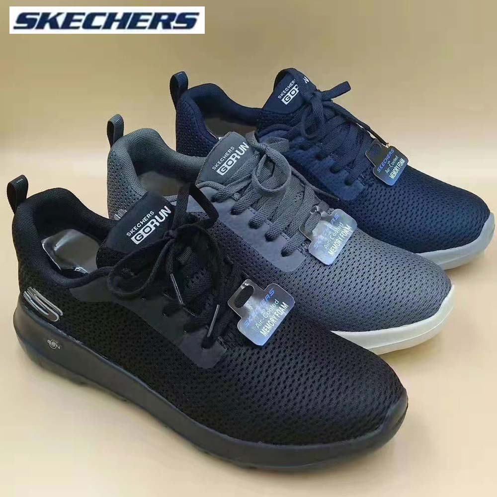 SKECHERS kasual sepatu casual sepatu pria hitam  slip on cowok rajut pria shoes