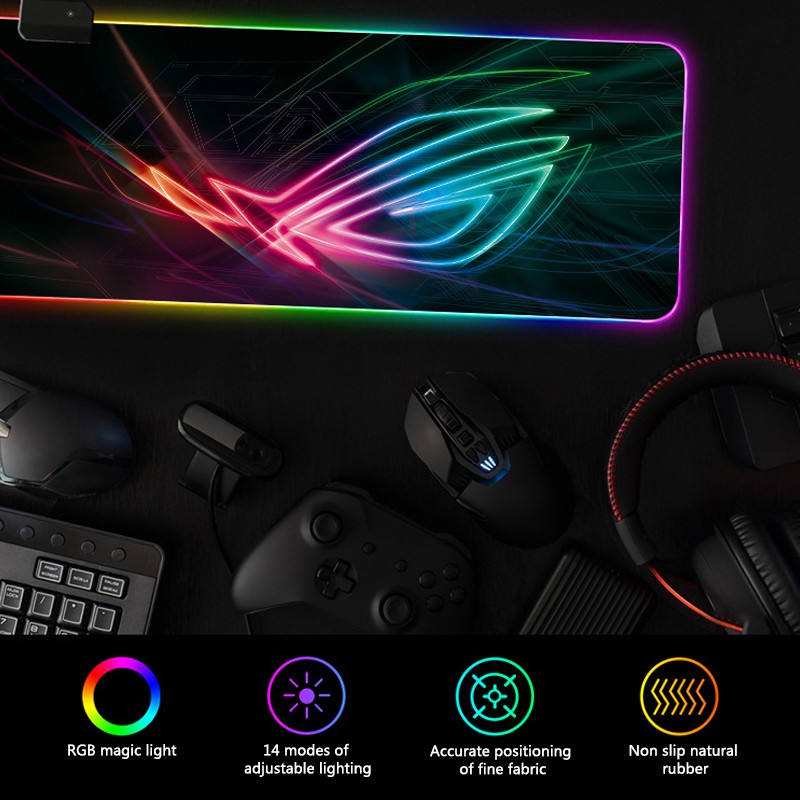 Alas Tatakan RGB Mouse Pad ROG Gaming Colorful LED Large Mousemat - Mousepad USB