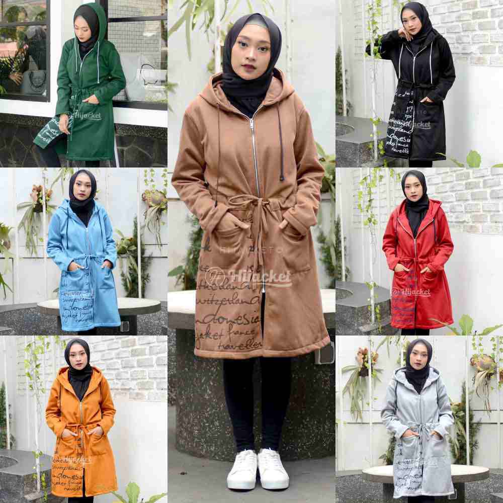 Jaket Jacket Hoodie Panjang Wanita Cewek Muslimah Hijabers  