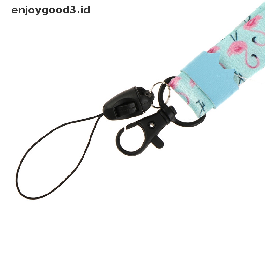 (Rready Stock) Tali lanyard Motif Print Kaktus / flamingo Untuk Handphone (ID)