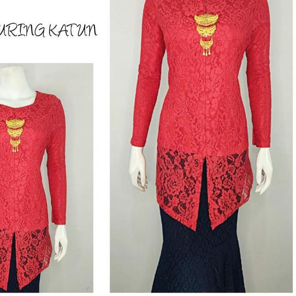 ► Indah KEBAYA BROKAT ENCIM TUNIK LENGAN PANJANG Furing Katun S M L XL XXL 9683 ❀
