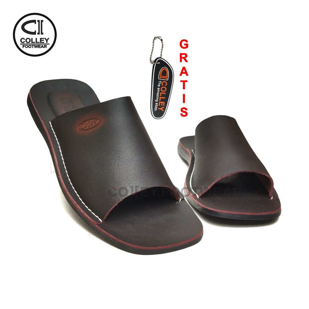 COD - SANDAL COKELAT FULL KULIT ASLI 100% / SANDAL KASUAL PRIA COLLEY / COKELAT CLY-SB1-037