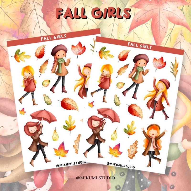 

[MIKUMI] Fall Girls Sticker Sheet | Doff Sticker | Kiss Cut sticker | Deco sticker | Journaling Kits | Bujo Kits | Planner Sticker | Stiker Planner | Sticker Lucu | Sticker Planner | Sticker Bujo | Deco Kit | Scrapbook Sticker | Sticker Aesthetic