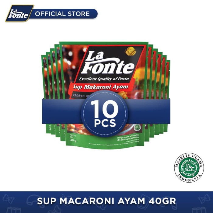 

PASTA-ANEKA- 10 PCS - LA FONTE SUP MACARONI AYAM 40GR -ANEKA-PASTA.