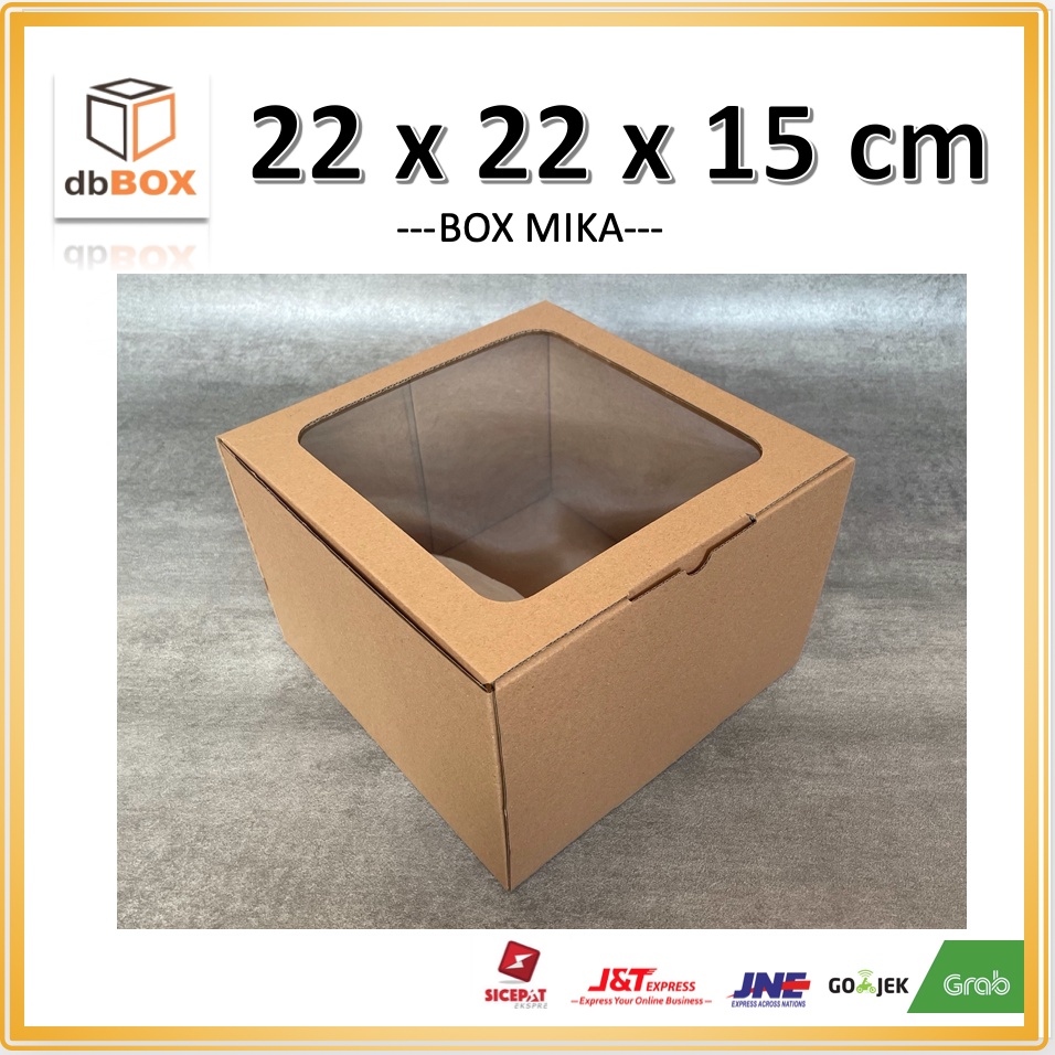

BOX MIKA 22x22x15 cm kardus die cut, untuk kue hampers gift box MIKA MIKA