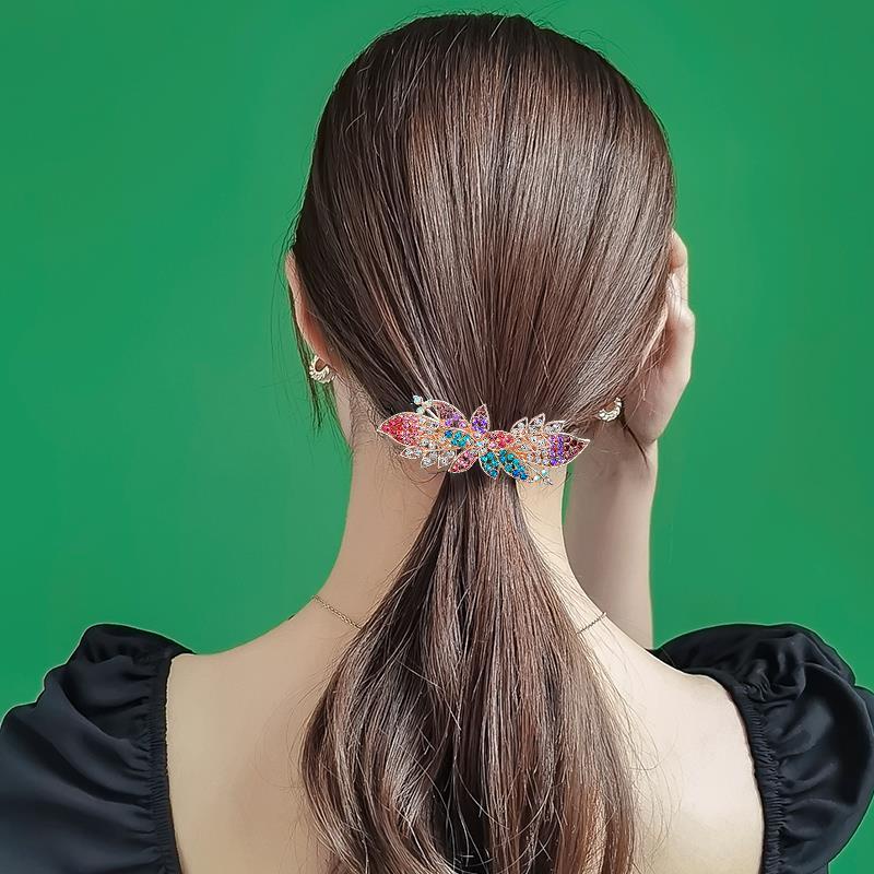 Jepit Rambut otomatis korea elegan wanita  permata zirkon mode baru 8cm JO17#