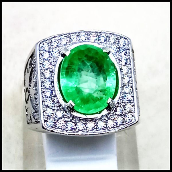 CINCIN BATU AKIK PERMATA ZAMRUD CHATAM RING ALPAKA SUPER GLAMOUR KEKERASAN 9MOHS TERMURAH !!!