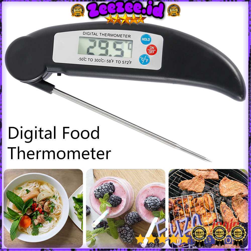 Termometer Makanan Minuman Digital Food Thermometer Pengukur Suhu Daging Steak Kopi Susu Air Food Thermometer Meat BBQ Foldable Probe - HY-2701