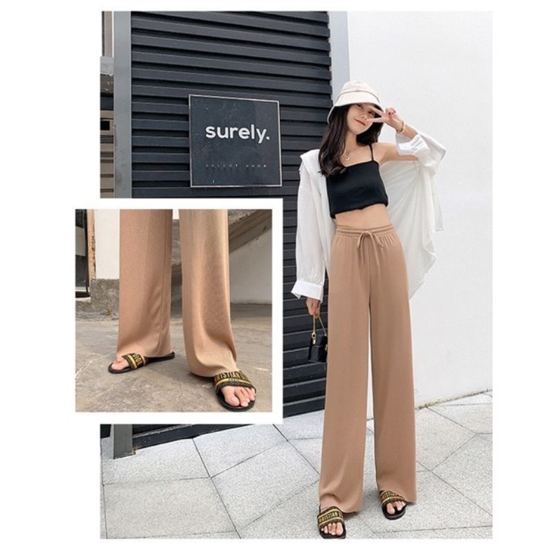 Korean Long Pants / Celana Kulot Korea Wanita Kekinian Hightwaist Fit S-XXL