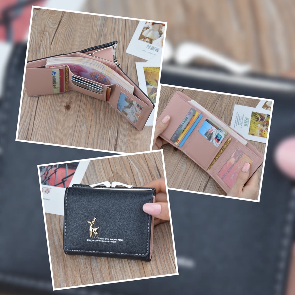 DOMPET LIPAT WANITA KECIL KULIT HITAM GUADA WA414B5 KOREA MINI SLOT KARTU UANG KOIN PREMIUM FASHION BATAM BRANDED REMAJA SIMPLE KEKINIAN