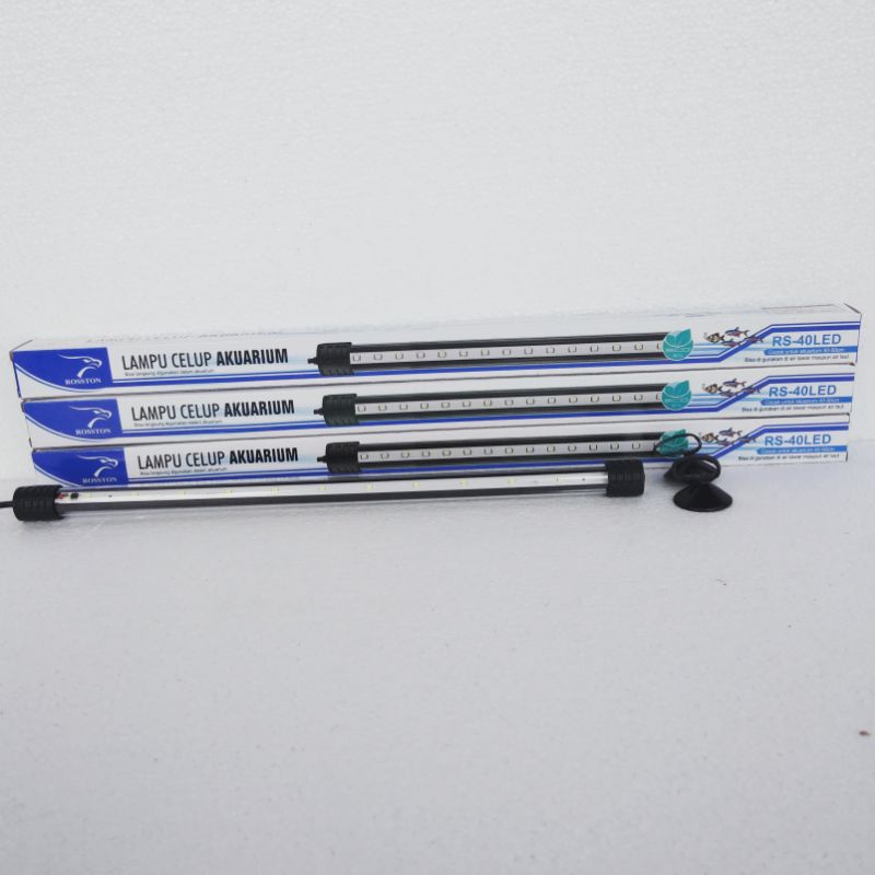 Lampu celup led aquarium 40cm ROSSTON RS 40 LED akuarium lamp 40 cm warna putih biru putih merah pelangi RGB (ROSSTON)