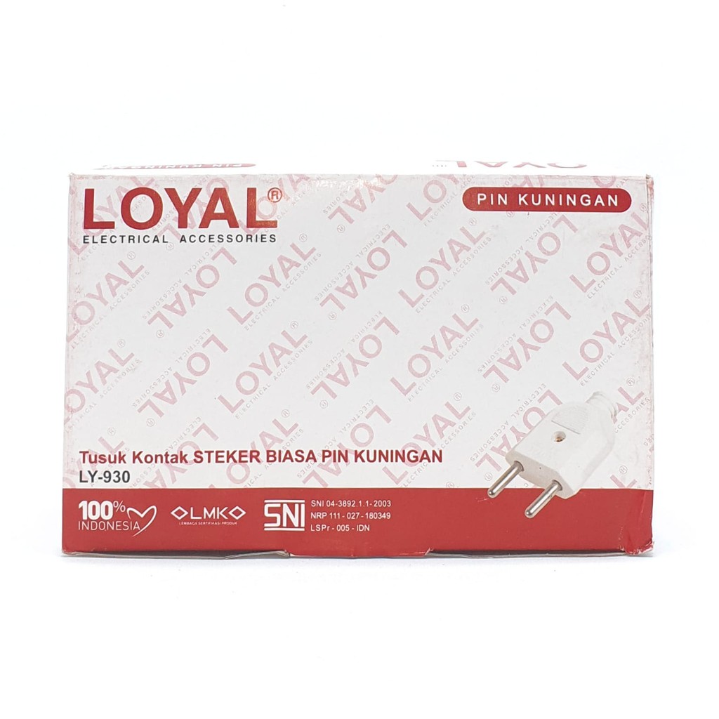 @30 Pcs (1 Kotak) LY-930W Loyal Premium Pen Kuningan Steker Gepeng Biasa WARNA / Colokan Listrik