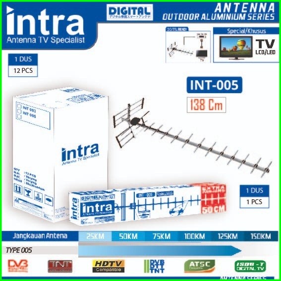 Antena TV Digital Outdoor + Kabel Intra INT-003/005 - Antena Intra