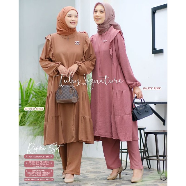 RAFIKA SET BY TULUS SIGNATURE / ONE SET WANITA MUSLIMAH / Setelan baju wanita airflow import