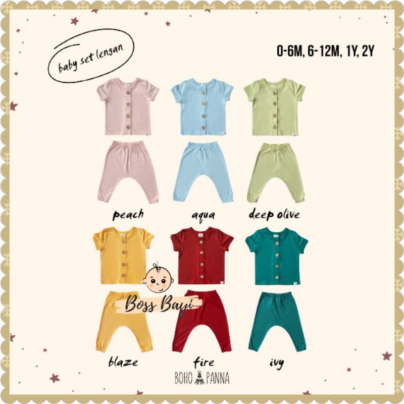 BOHOPANNA - Baby Set Lengan - Setelan Bayi Baju Lengan Pendek Celana Panjang