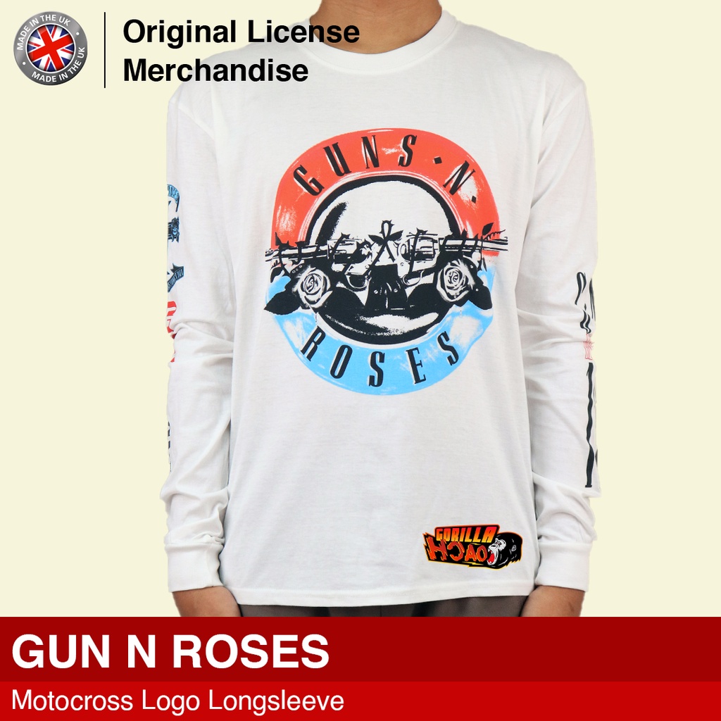 Kaos Baju Tshirt Panjang Long Sleeve Casual Import Pria Wanita Dewasa GUNS N ROSES GNR Original Moto