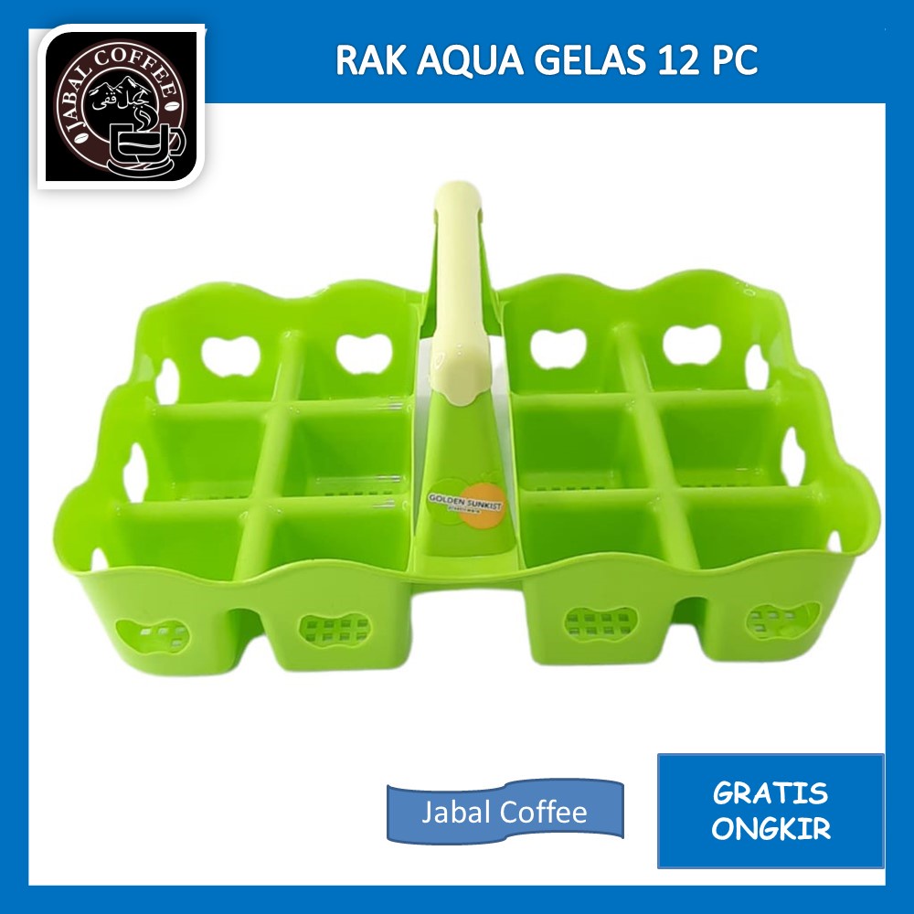 Tempat Penyimpanan Air Minum / Rak Aqua Gelas Plastik 12 Lubang Slot / Meja Minuman Minimalis Murah