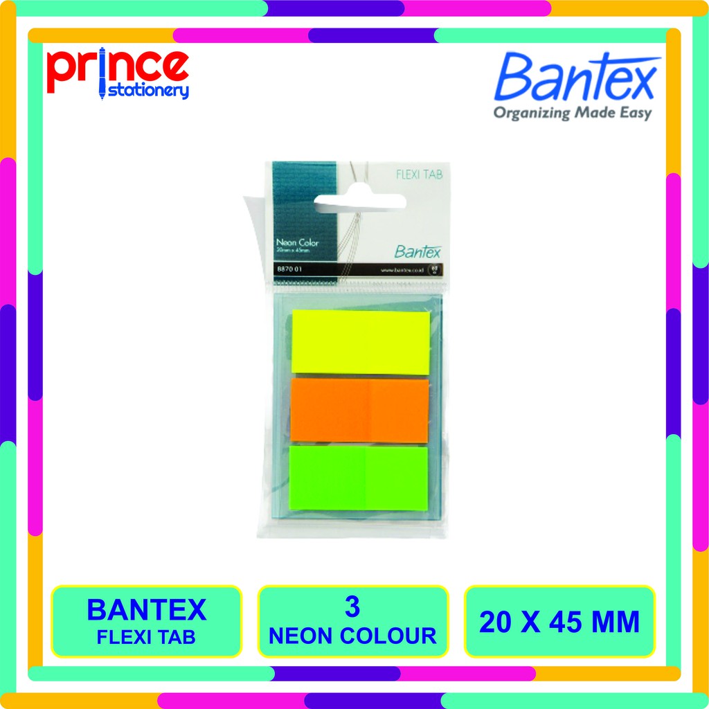 

BANTEX FLEXI TAB 3 NEON COLOUR 20 X 45 MM