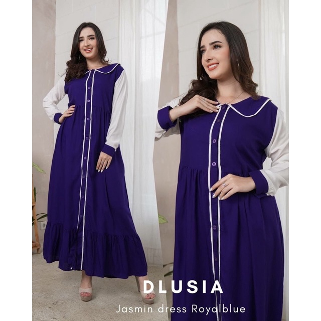 Daster Arab Dlusia JASMINE Maxi Dress Gamis Rayon Full Kancing
