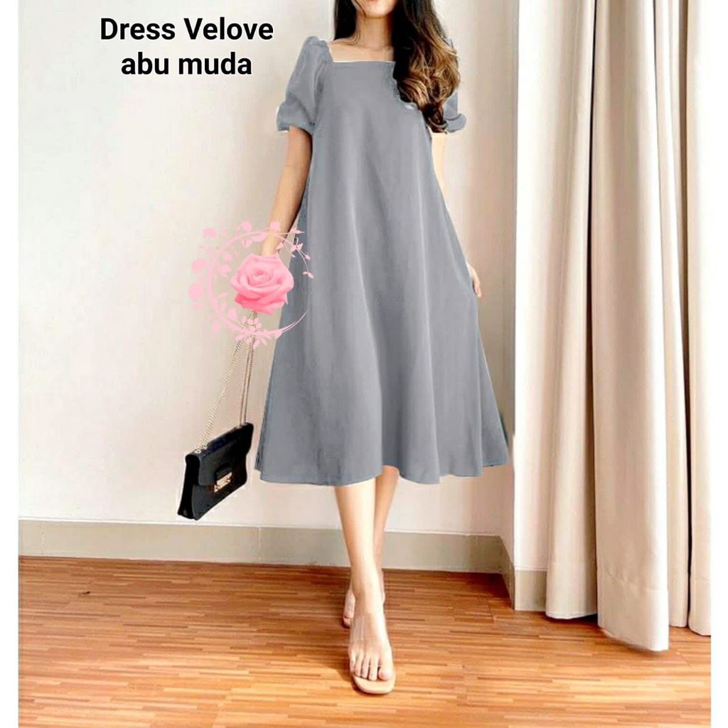 DRESS VELOVE OVERSIZE FASHION WANITA 5XL XL XXL 4XL M L / GAUN PESTA POLOS / MODEL ROK LEBAR