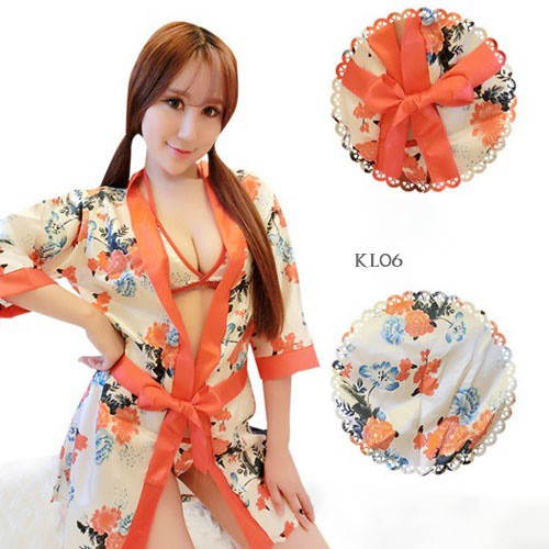 [TOKO TERPERCAYA] BAJU TIDUR KIMONO BAJU TIDUR KIMONO JEPANG MOTIF PUTIH CREAM KL06