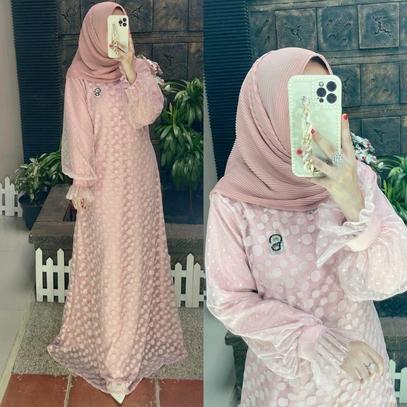Gamis ozias full tile motif polkadot/Gamis casual/Gamis simpel/Gamis mymyFashion