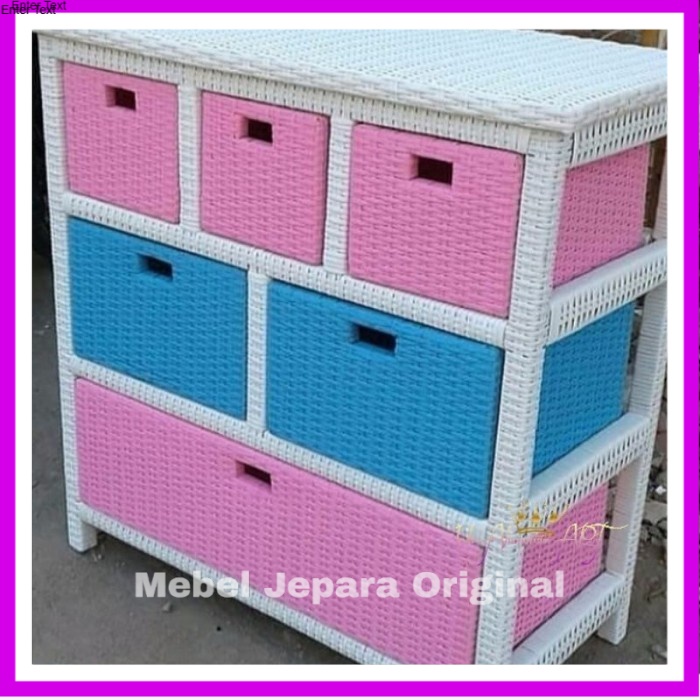 Nakas Laci Hias Elegan Rotan Sintetis Anti Karat