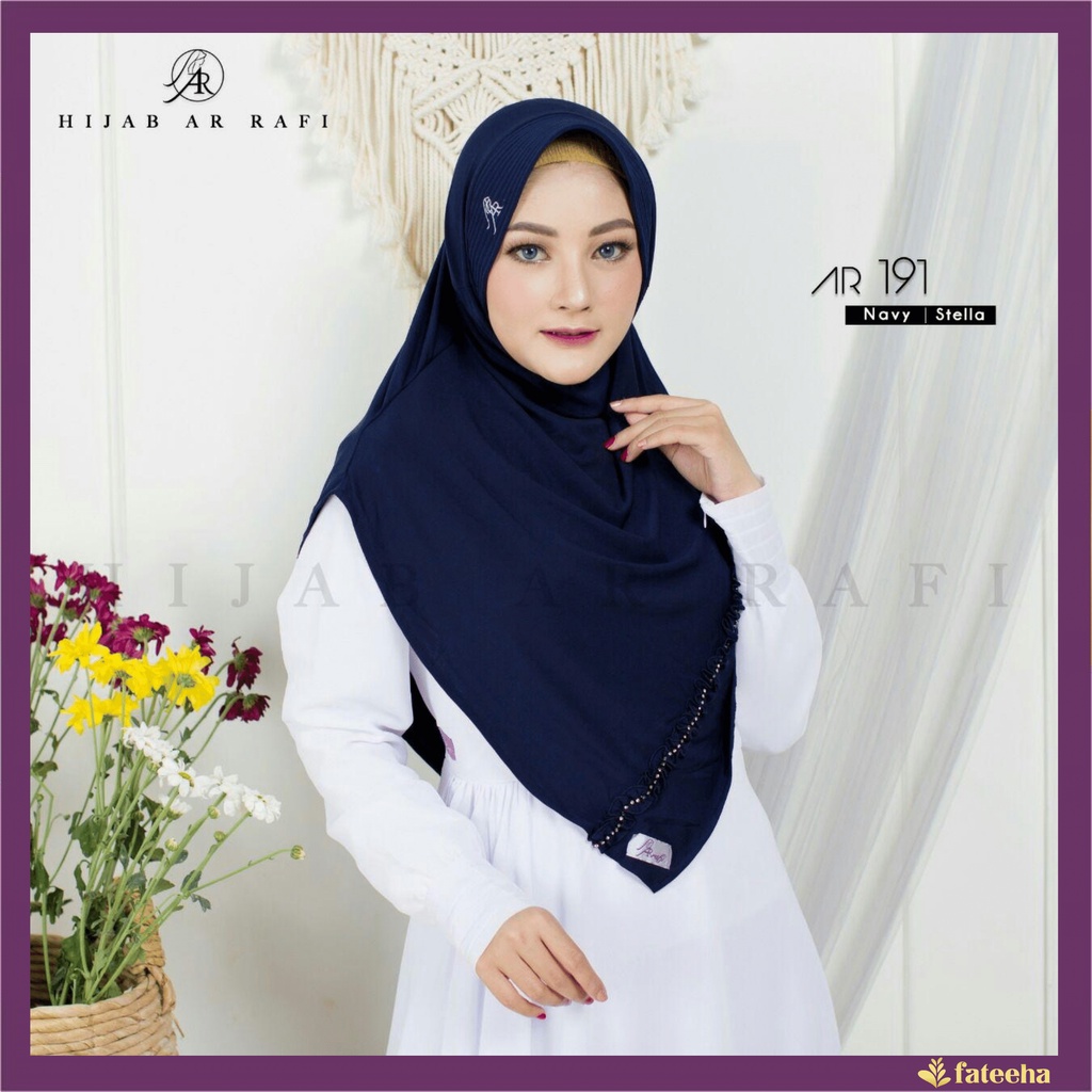 Hijab Arrafi AR 191 Bergo Jilbab Kerudung Tudung Kudung Instan navy stella