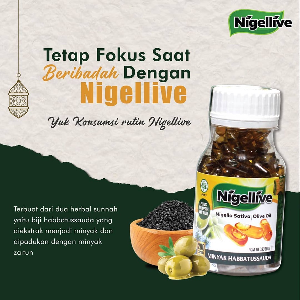 Habbatussauda NIGELLIVE  plus Minyak Zaitun Kapsul Oil