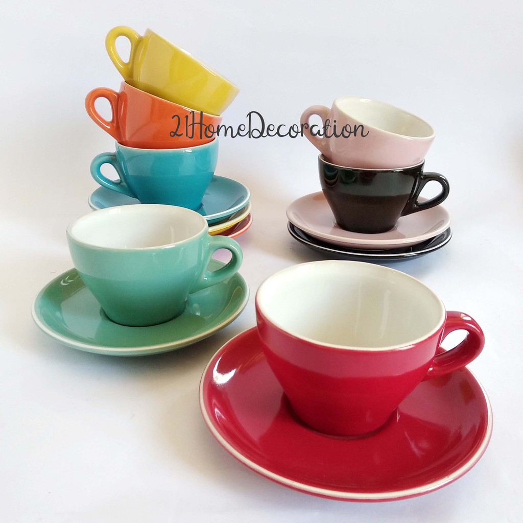 Cangkir Saucer K200 Warna Warni Coffee Tea Mug Unik Cafe Cangkir Cappucino Orange Kado Shopee Indonesia