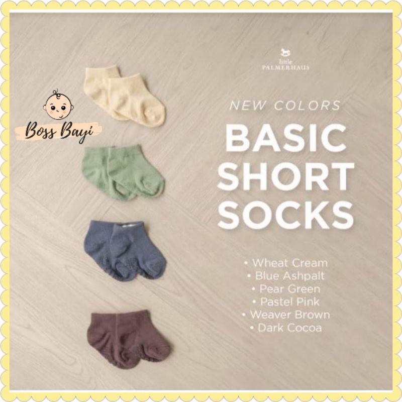 LITTLE PALMERHAUS Basic Short Socks / Kaos Kaki Bayi Anak Antislip 0-12M 12-24M