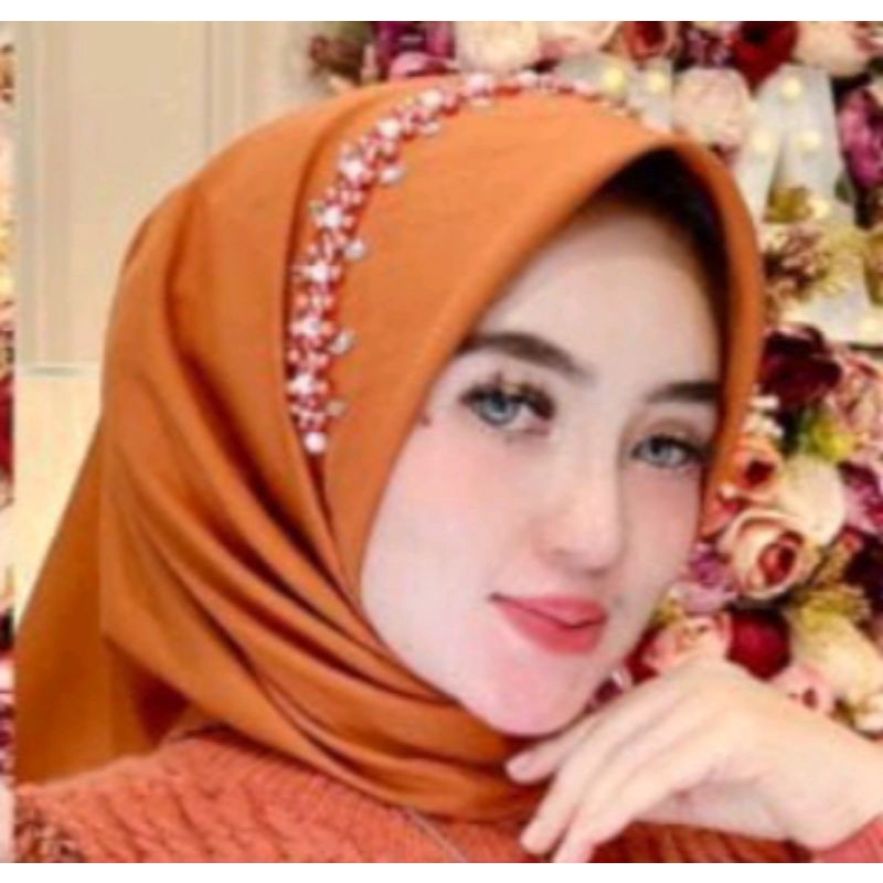 SEGIEMPAT PAYET BANDO BELLA/HIJAB BANDO MUTIARA/KERUDUNG PAYET BELLA SQUERE-Bata