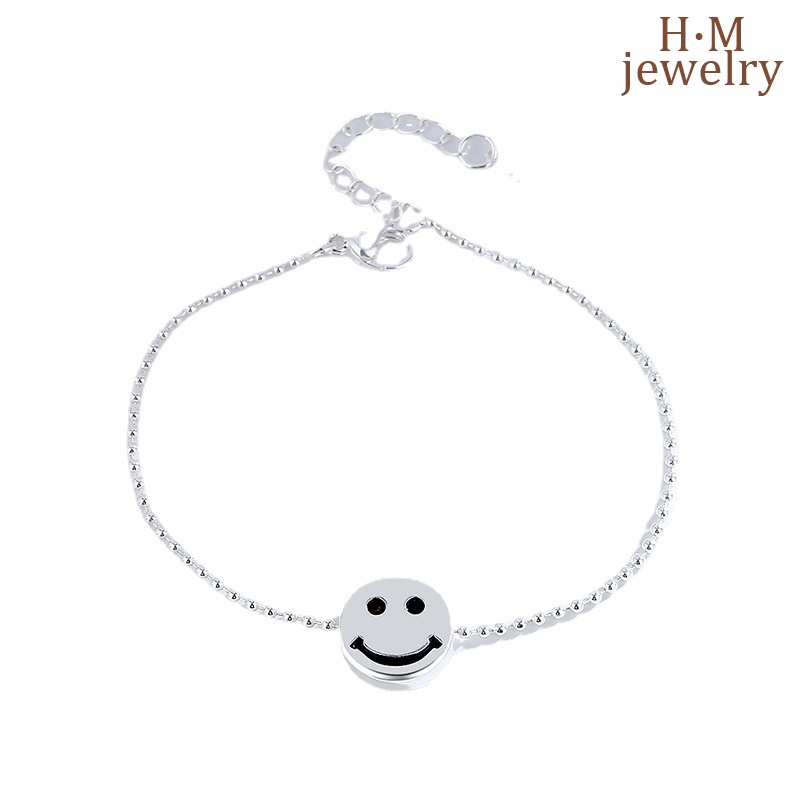 Gelang Tangan Sterling Silver 925 Motif Smiley Face Simple Untuk Wanita