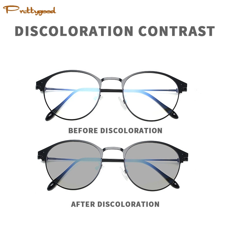 2 In 1 Kacamata anti radiasi Kaca mata Korea Hitam Photochromic Kacamata lensa Anti-radiasi Tabir Fashion Anti-silau wanita pria UV400 -PD