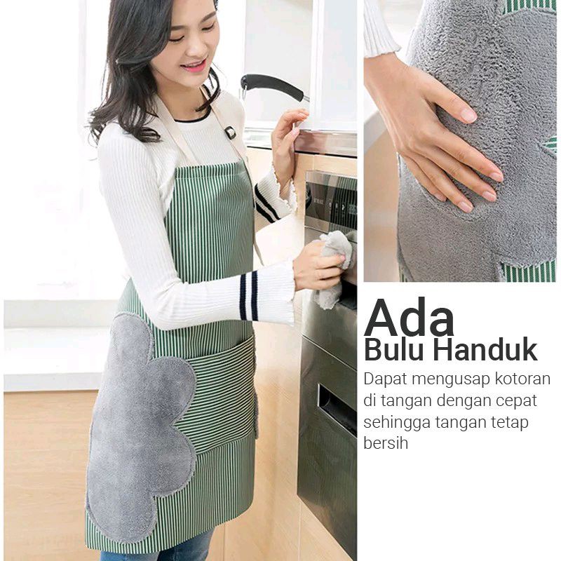 Apron Celemek Masak Dapur Anti Minyak dan Waterproof disertai Lap